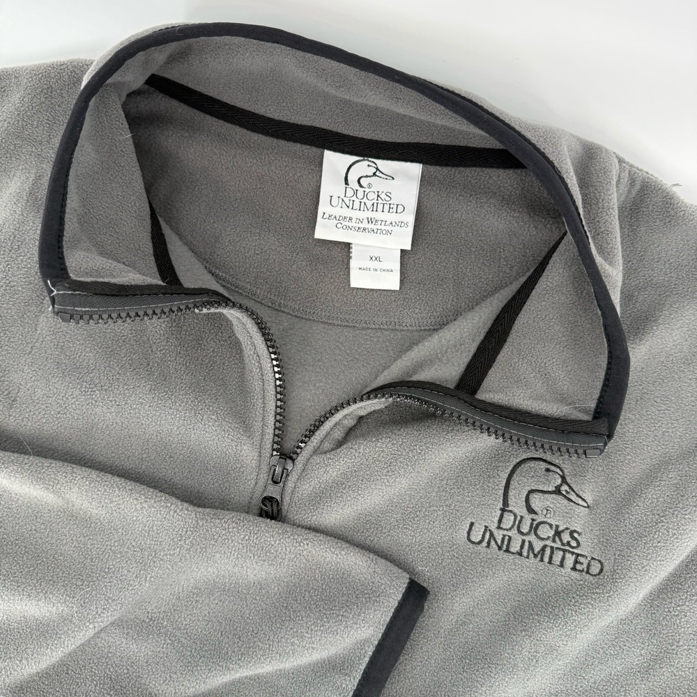 Ducks Unlimited Fleece Jacket Mens XXL Gray  Long Sleeve Full‎ Zip-Up Pockets